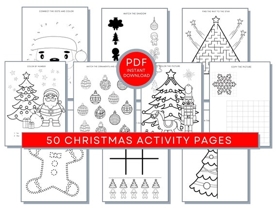 Christmas Activity Pages, Christmas Coloring, Christmas Printable, Winter Activity Sheet, Holiday Activity Page, Christmas Activity Sheet