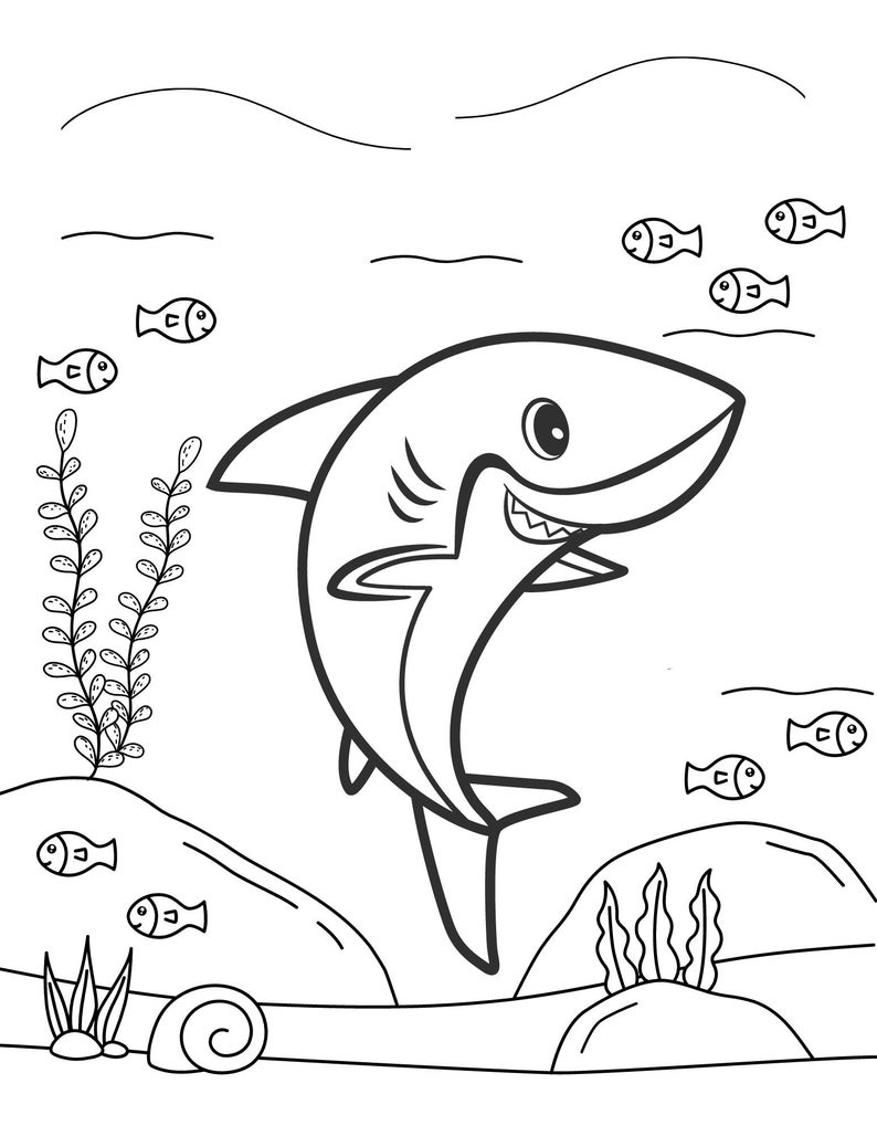 Shark Coloring Pages, Cute Shark Coloring Pages, Funny Shark Coloring ...