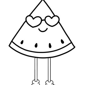 Cute Fruit Coloring Pages, Kawaii Food Printable, Funny Fruits Coloring Page, Funny Food Coloring Page, Cute Food Coloring, Kawaii Fruit image 5