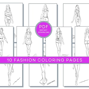 10 Mode Malvorlagen: Mode PDF, Mode Printable, Mode Malvorlagen, Mode Malvorlagen PDF, Mode Design Illustration