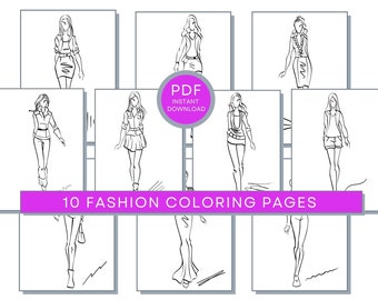 10 Mode Malvorlagen: Mode PDF, Mode Printable, Mode Malvorlagen, Mode Malvorlagen PDF, Mode Design Illustration