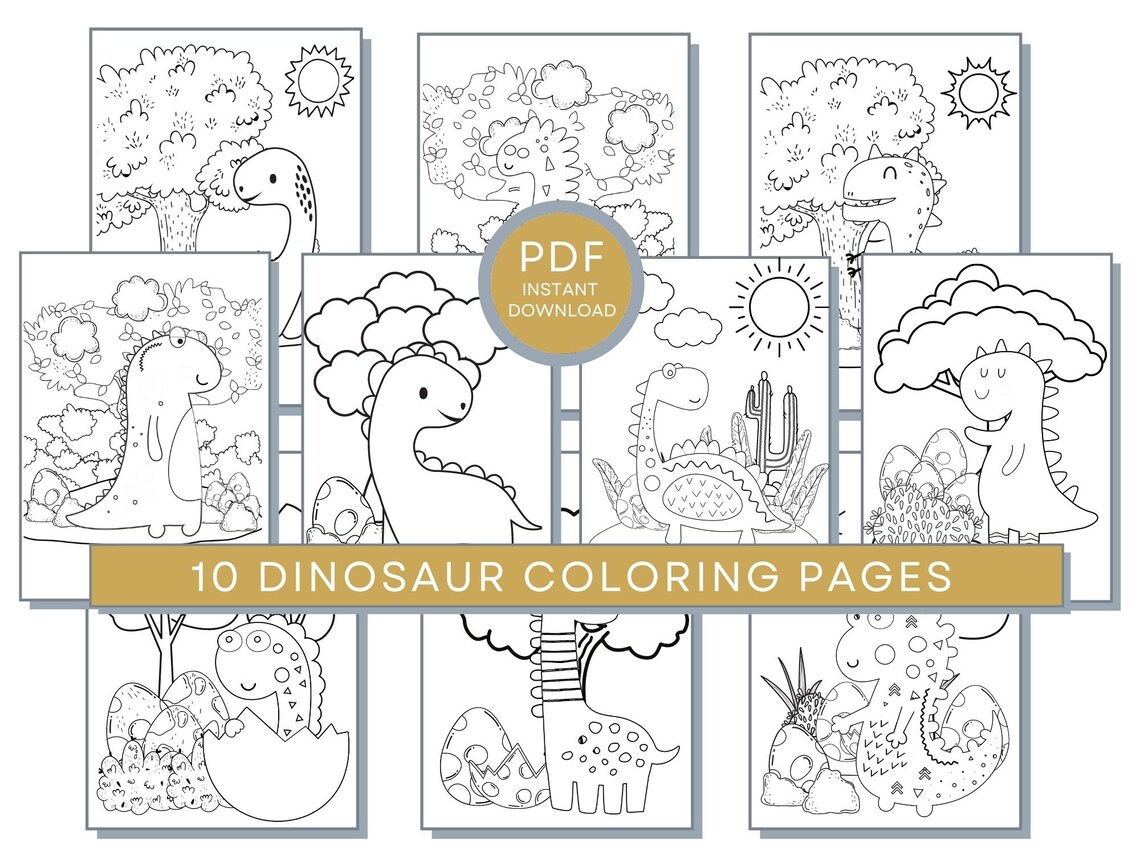 Dinosaur Coloring Pages, Dinosaur PDF, Dinosaur Printables, Dinosaur