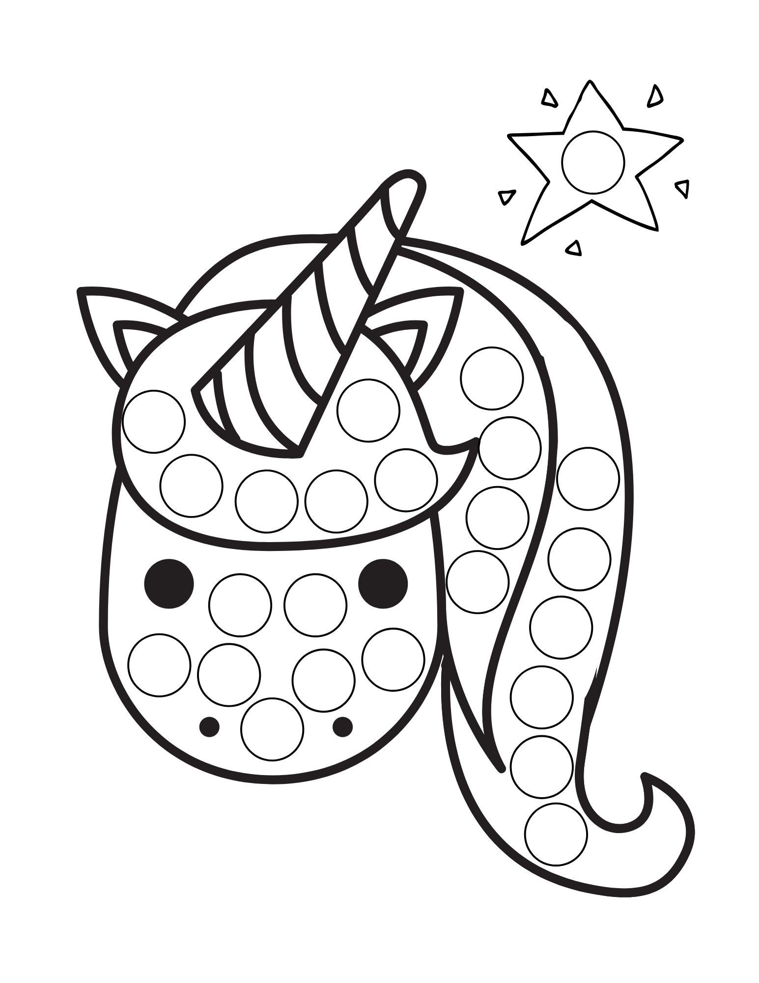 Unicorn Dot Marker Coloring Pages 18 Printable PDF Coloring   Etsy