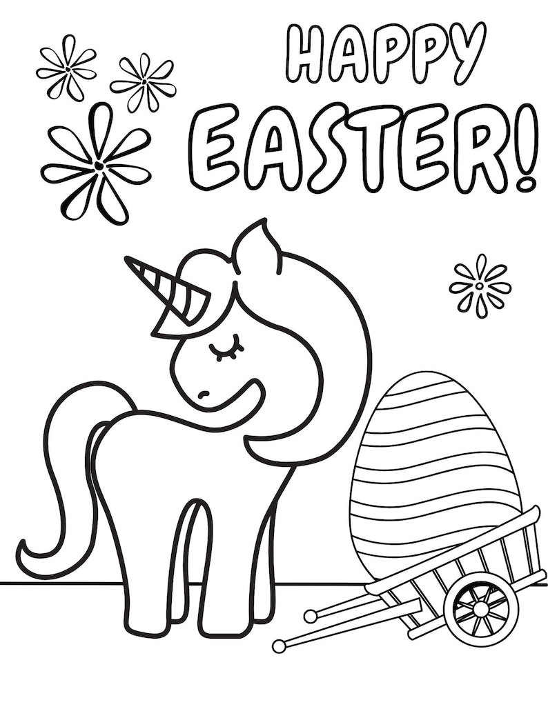 Unicorn Easter Coloring Pages, Easter Coloring, Easter Printables ...