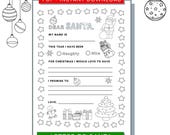 Letter To Santa Coloring Page, Dear Santa Letter Printable, Christmas Activity Page, Dear Santa Letter, Christmas Wish List, Letter To Santa
