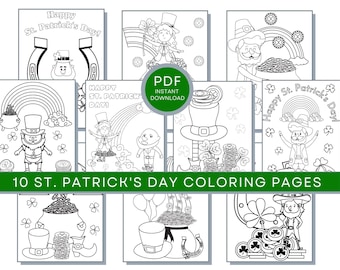 St. Patrick's Day Coloring Pages, St. Patrick's Printables, St. Patrick's Day Sheets, St. Patrick's Day Coloring Book, Digital Download