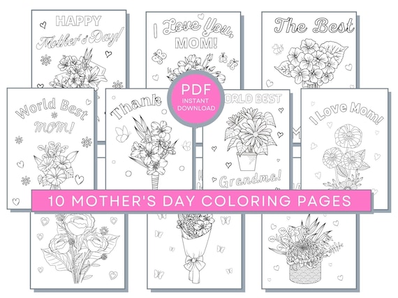 Mother's Day Coloring Page, Mother's Day Printables, Mother's Day Sheets, Mother's Day Coloring Book For Kids, Happy Mother's Day Coloring