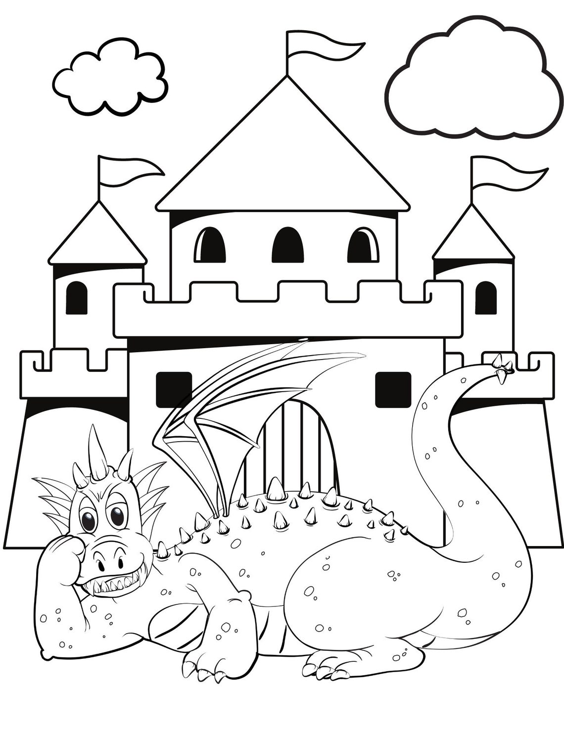 Dragon Coloring Pages Dragon PDF Dragon Printables Dragon Coloring