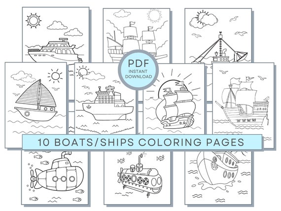 Ship Coloring Pages, Boat Coloring Pages, Ship PDF, Ship Printables, Ship Coloring Sheets, Submarine Coloring Pages, Ship Activity Page