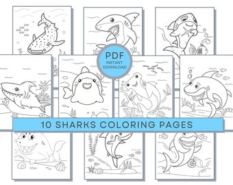 páginas para colorir de tubarão, páginas para colorir de tubarão fofo, páginas para colorir de tubarão engraçado, páginas para colorir de vida marinha, páginas para colorir de oceano, páginas para colorir debaixo d'água,