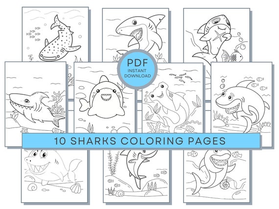 Shark Coloring Pages, Cute Shark Coloring Pages, Funny Shark Coloring Pages, Sea Life Coloring, Ocean Coloring Pages, Under Water Coloring,