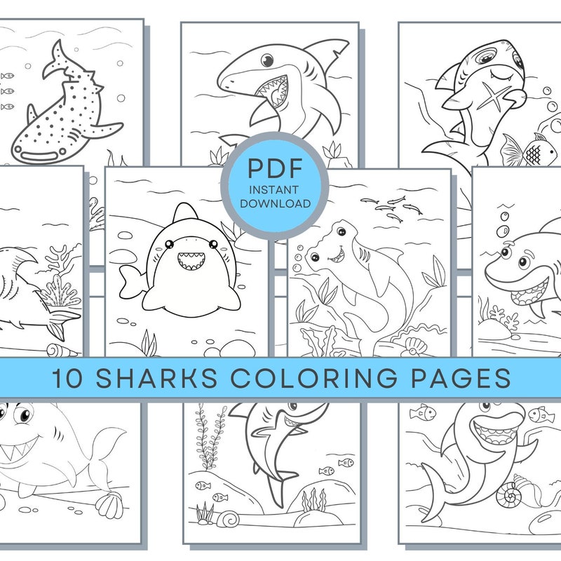 Shark Boy Coloring Etsy