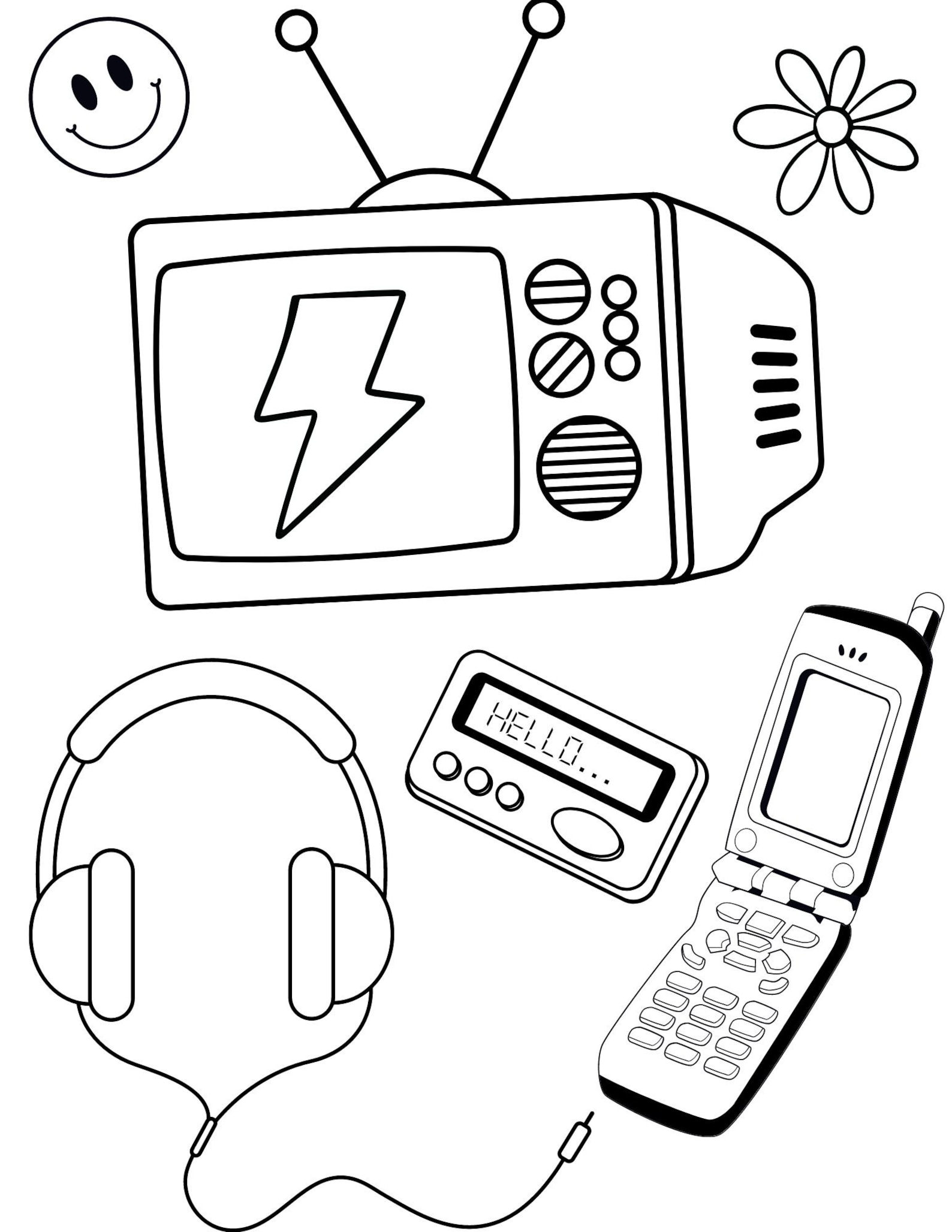 Y2K Coloring Pages, Teens Coloring Pages, Y2K Aesthetic Coloring, Teen