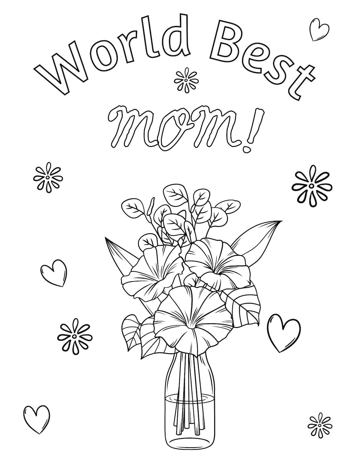 Mother's Day Coloring Page, Mother's Day Printables, Mother's Day
