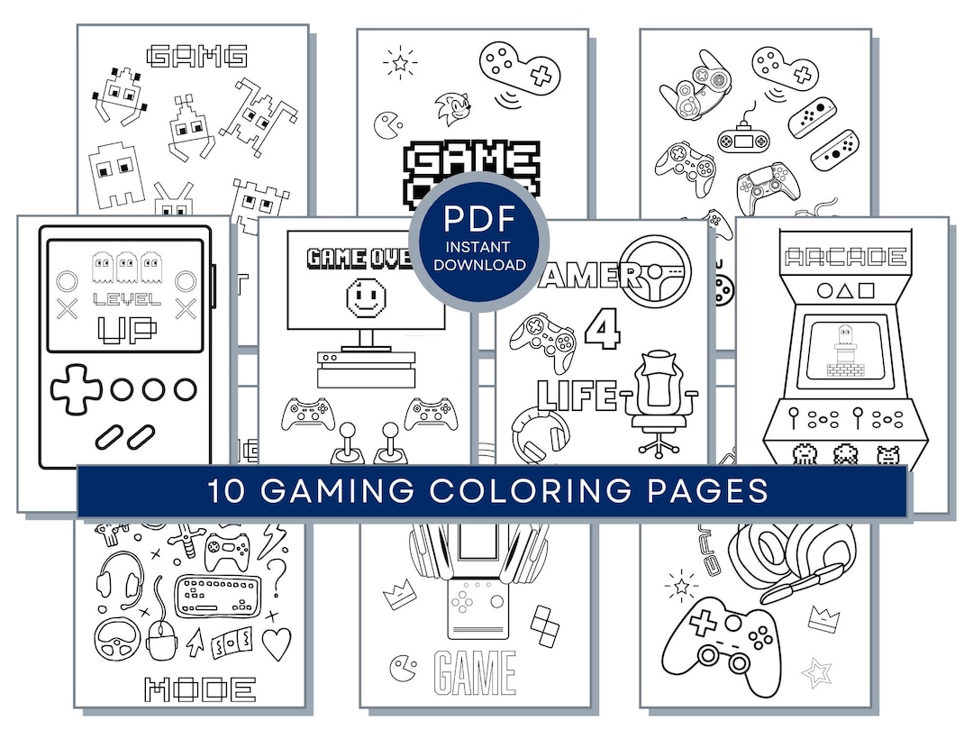 Gaming Coloring Pages, Gaming PDF, Gaming Printables, Gamer Coloring