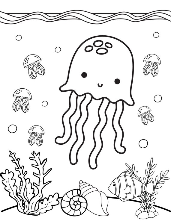 Sea Creatures Coloring Book for Kids Ages 3-8