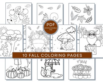 Páginas para colorear de otoño, PDF de otoño, Imprimibles para colorear de otoño, Páginas para colorear de Acción de Gracias, Hojas de actividades de otoño, Páginas para colorear de otoño