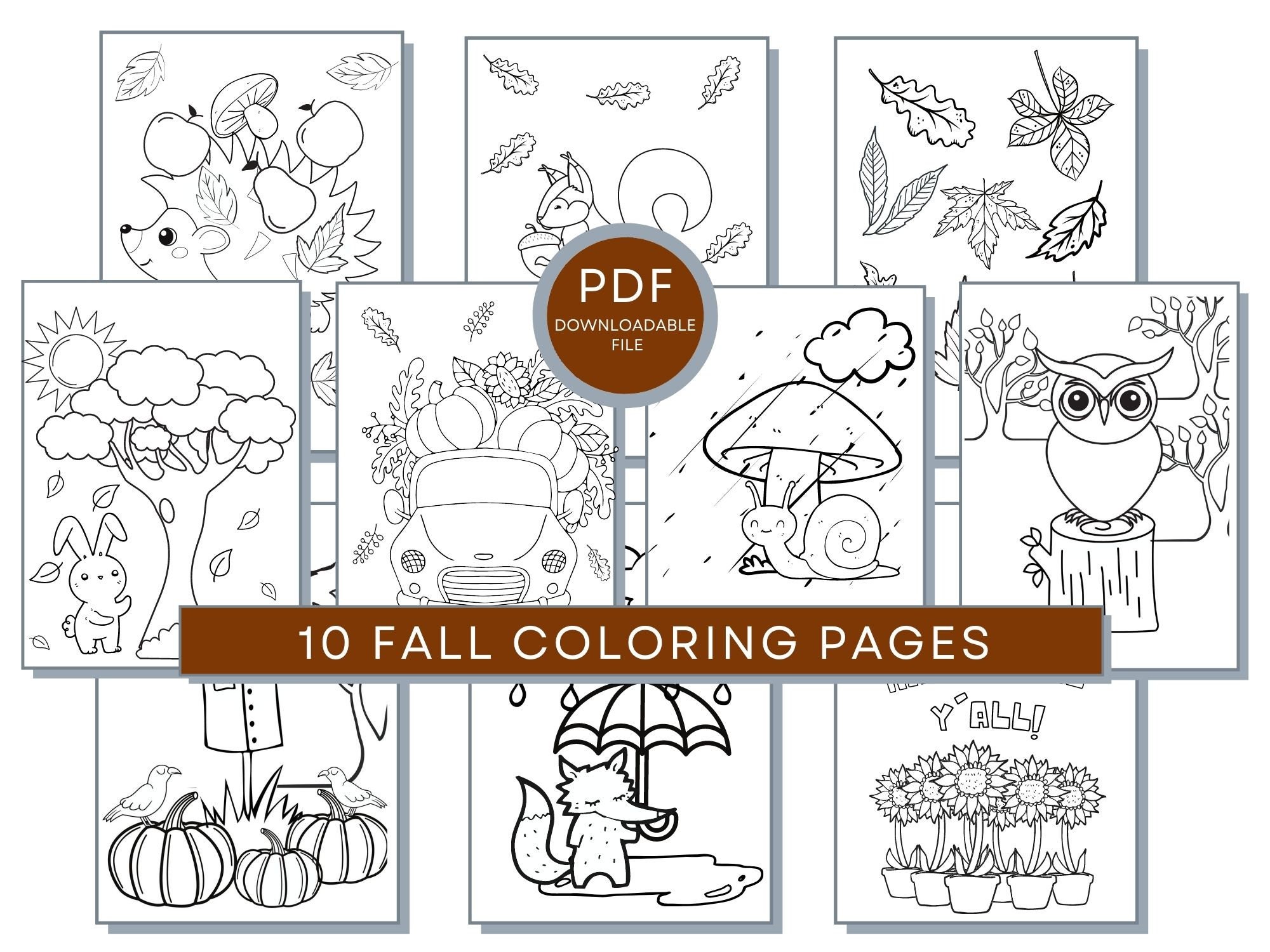 Fall Printable Coloring Pages for Kids ~ 8-Set Bundle - The Natural  Homeschool Shop