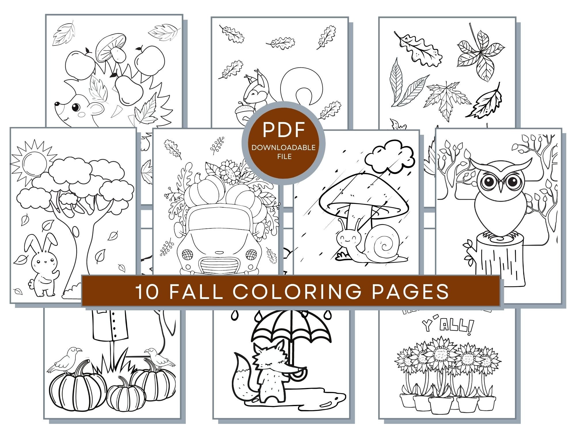 Fall Coloring Pages, Fall PDF, Fall Coloring Printables, Thanksgiving