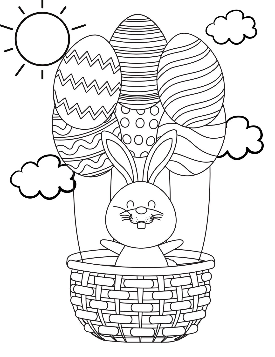 Easter Coloring Pages, Easter PDF Coloring Easter Printables, Bunny