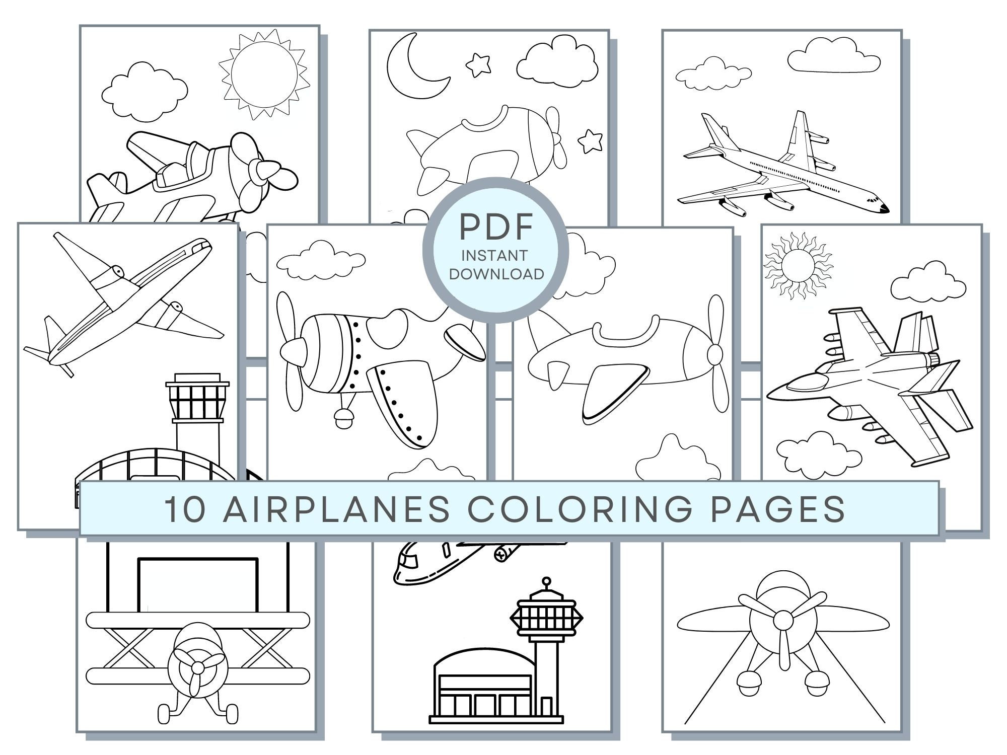 Airplane Coloring Pages, Airplane PDF, Airplane Printables, Airplane