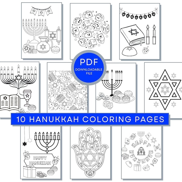 Hanukkah Coloring Pages For Kids, Hanukkah Printables, Jewish Coloring Pages, Judaica Coloring Page, Jewish Holiday Coloring Pages