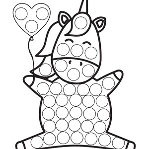 Unicorn Dot Marker Coloring Pages: Printable PDF Coloring Activity ...