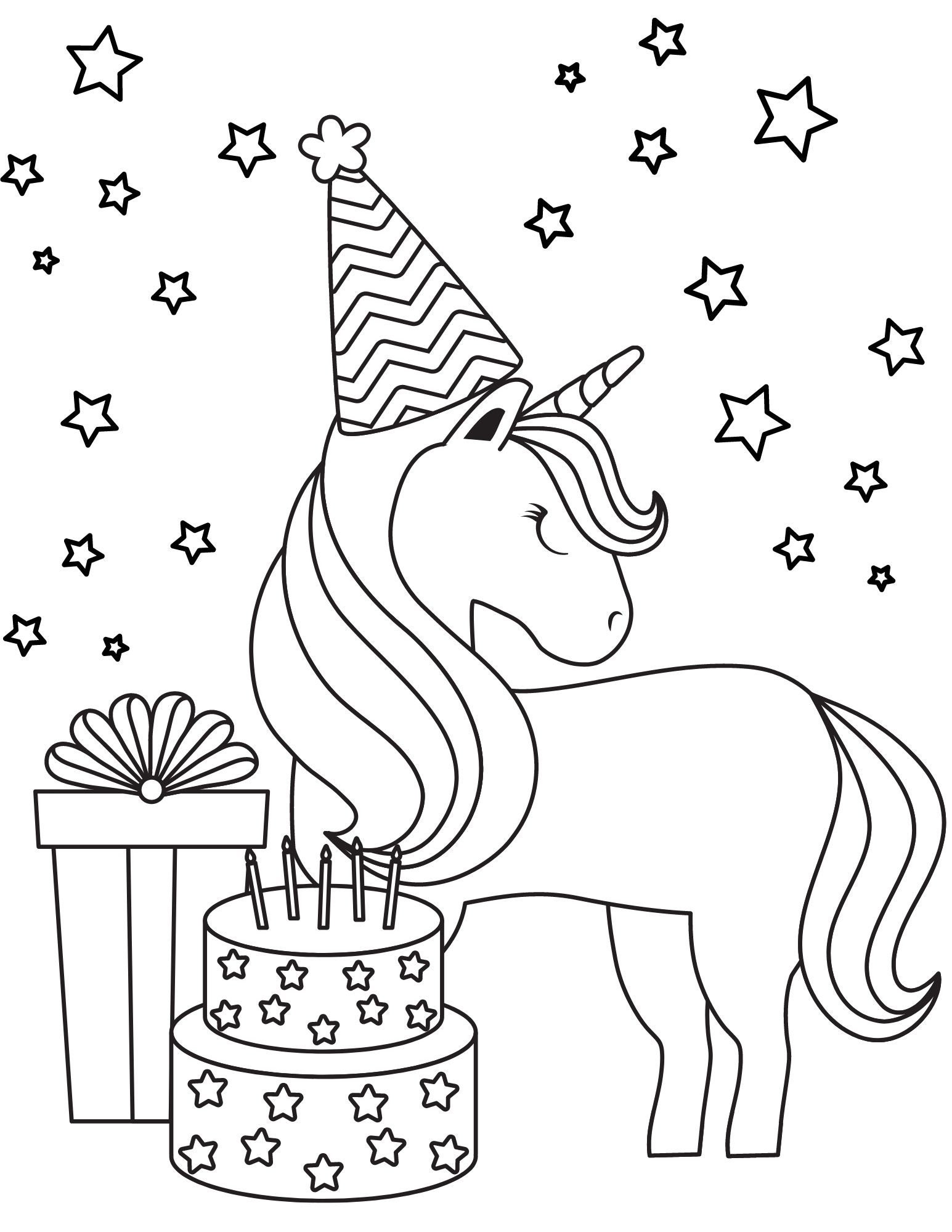 Unicorn Birthday Coloring Pages, Unicorn Birthday Printables, Unicorn