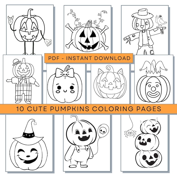 Pumpkins Coloring Pages, Pumpkins PDF, Pumpkins Printables, Cute Pumpkin Coloring Pages, Halloween Activity Sheets, Halloween Coloring Pages