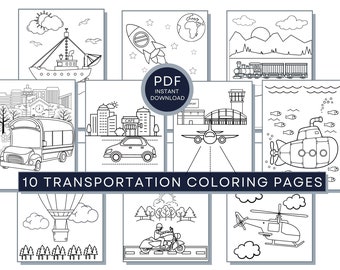 Transportation Coloring Pages, Boys Coloring, Ship Coloring, Vehicles Coloring Page, Rocket Coloring, Car Coloring Page, Airplane Coloring