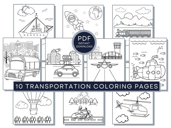 Transportation Coloring Pages, Boys Coloring, Ship Coloring, Vehicles Coloring Page, Rocket Coloring, Car Coloring Page, Airplane Coloring