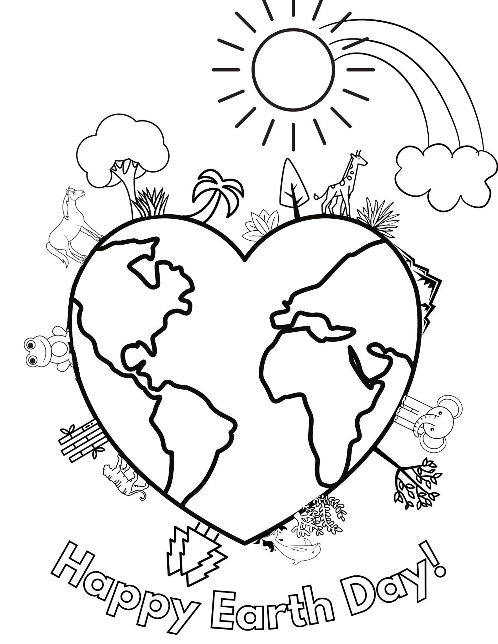 Earth Day Coloring Page, Earth Day Printables, Earth Day Sheets, Earth ...