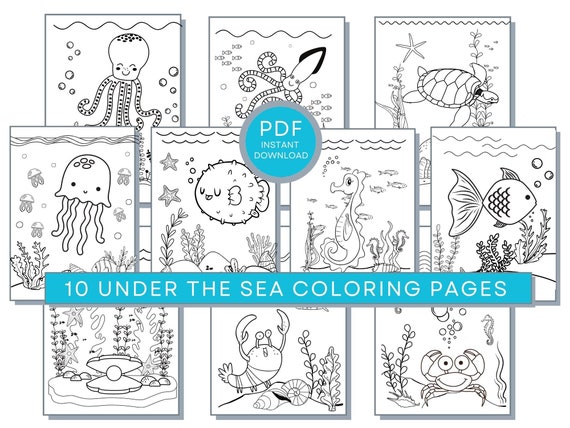 Under The Sea Coloring Pages, Sea Life Coloring, Ocean Coloring Pages, Under Water Coloring, Ocean Life Coloring, Sea Creature Coloring Page
