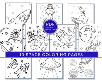 Space Coloring Pages, Space PDF, Space Printables, Space Coloring Pages, Space Activity Sheets, Rocket Coloring, Astronaut Print