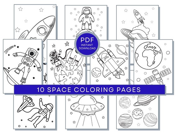 Space Coloring Pages, Space PDF, Space Printables, Space Coloring Pages, Space Activity Sheets, Rocket Coloring, Astronaut Print