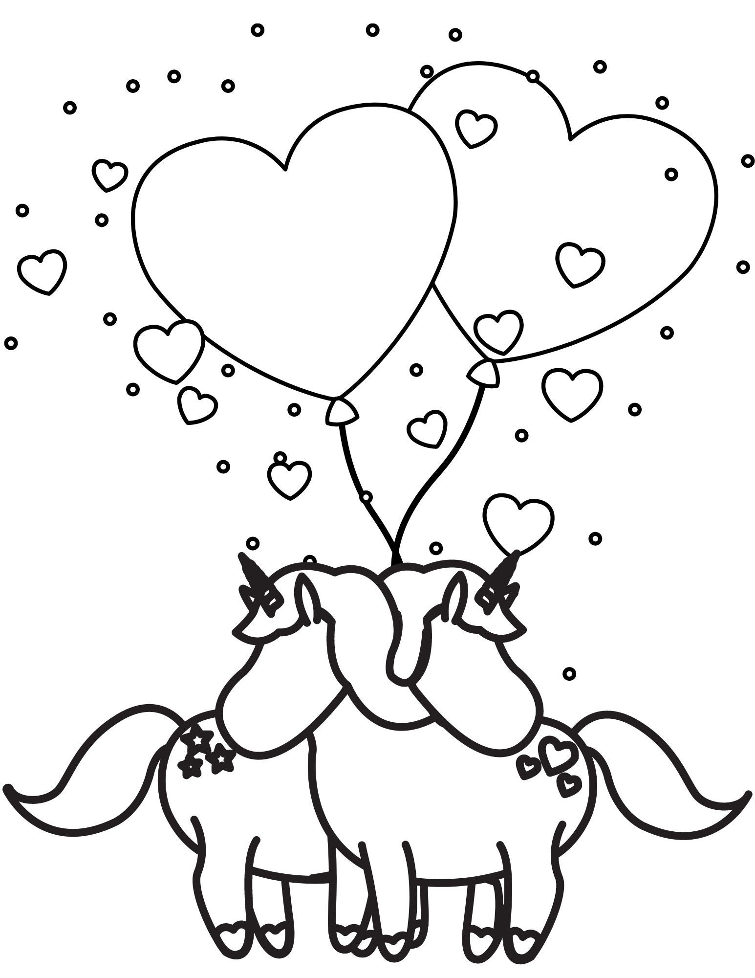 Unicorn Valentine's Day Coloring Pages, Valentines Printables