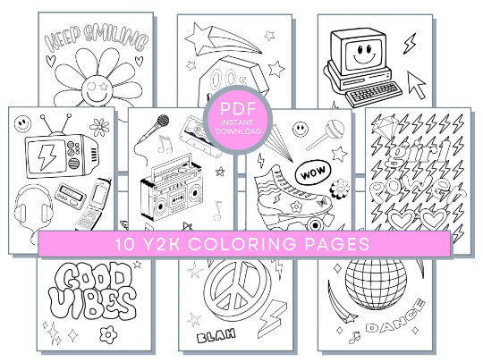 40 Teen Girls Coloring Pages, Teens Coloring Pages, Preppy Aesthetic