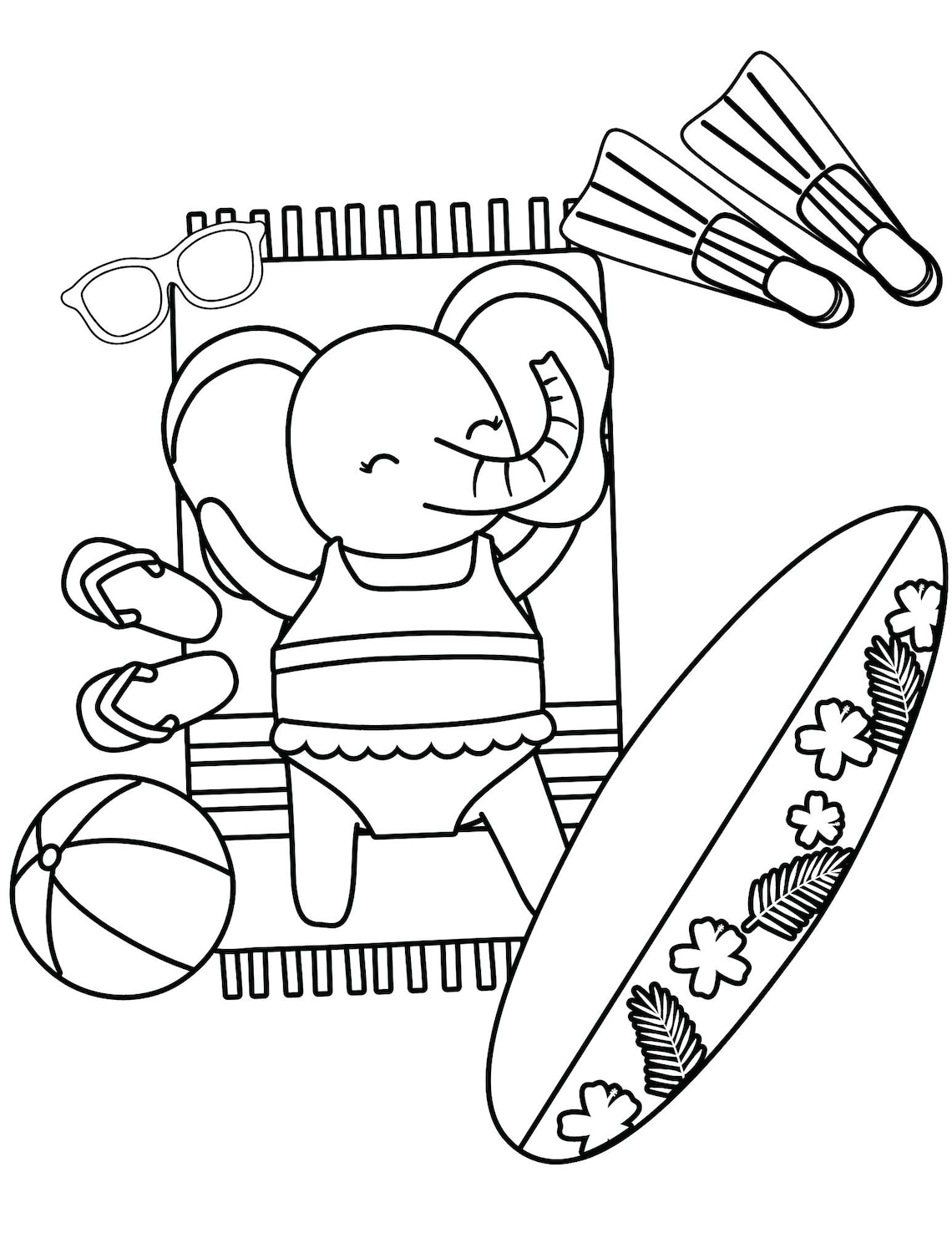40 Summer Coloring Pages, Summer PDF Coloring, Summer Printables, Beach