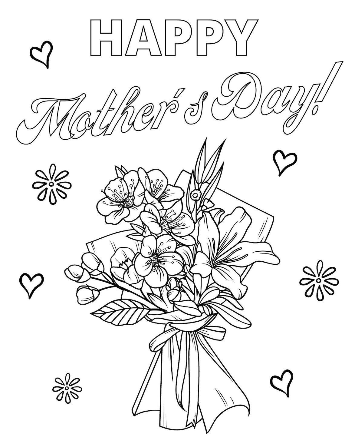 Mother's Day Coloring Page, Mother's Day Printables, Mother's Day ...