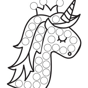 Unicorn Dot Marker Coloring Pages: Printable PDF Coloring Activity ...
