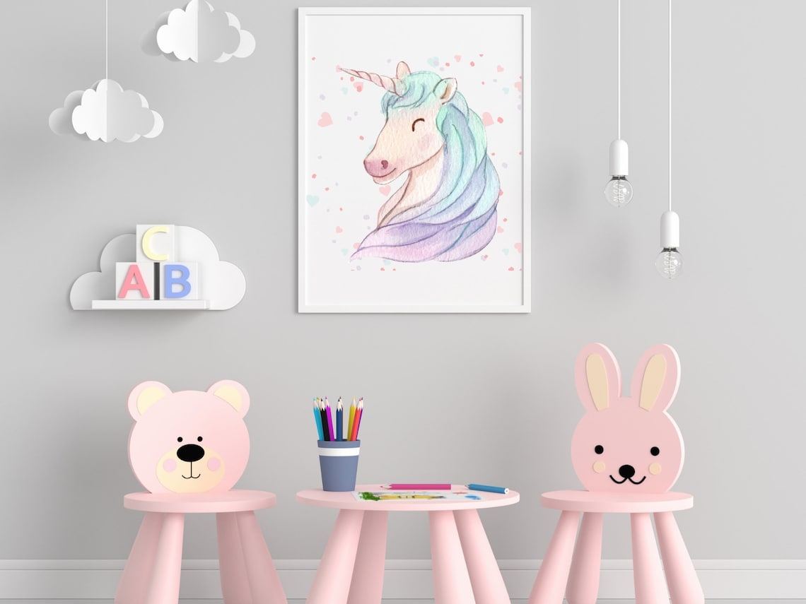 Unicorn and Princess Wall Art, Set of 3, Unicorn Printable Art, Unicorn ...