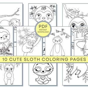 Sloth Coloring Pages, Sloth PDF, Sloth Printables, Sloth Coloring Sheets, Sloth Coloring Pages, Sloth Activity Pages, Cute Sloth Coloring