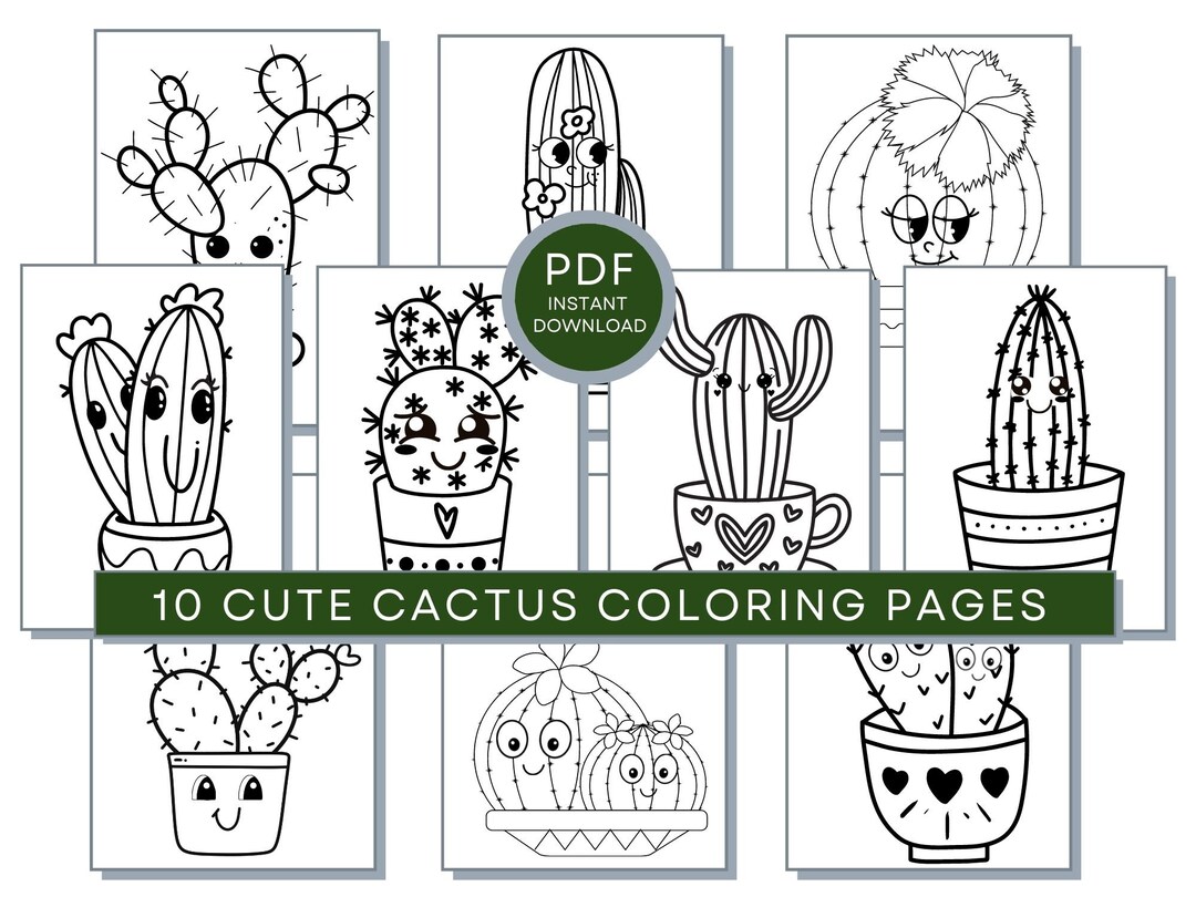 Cactus Coloring Pages, Cactus PDF, Cactus Printables, Cactus Coloring ...