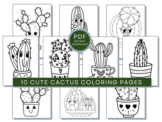 Cactus Coloring Pages, Cactus PDF, Cactus Printables, Cactus Coloring Sheets, Cactus Coloring Pages, Cactus Activity Page, Flowers Coloring
