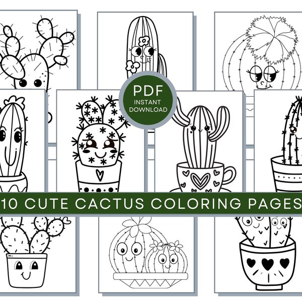 Cactus Coloring Pages, Cactus PDF, Cactus Printables, Cactus Coloring Sheets, Cactus Coloring Pages, Cactus Activity Page, Flowers Coloring