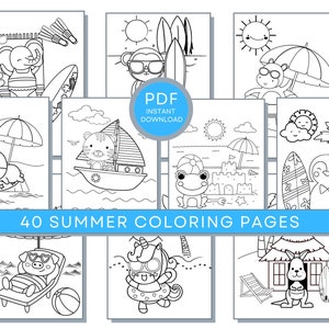 40 Summer Coloring Pages, Summer PDF Coloring, Summer Printables, Beach Coloring Sheets, Beach Coloring Pages, Summer Activity Page
