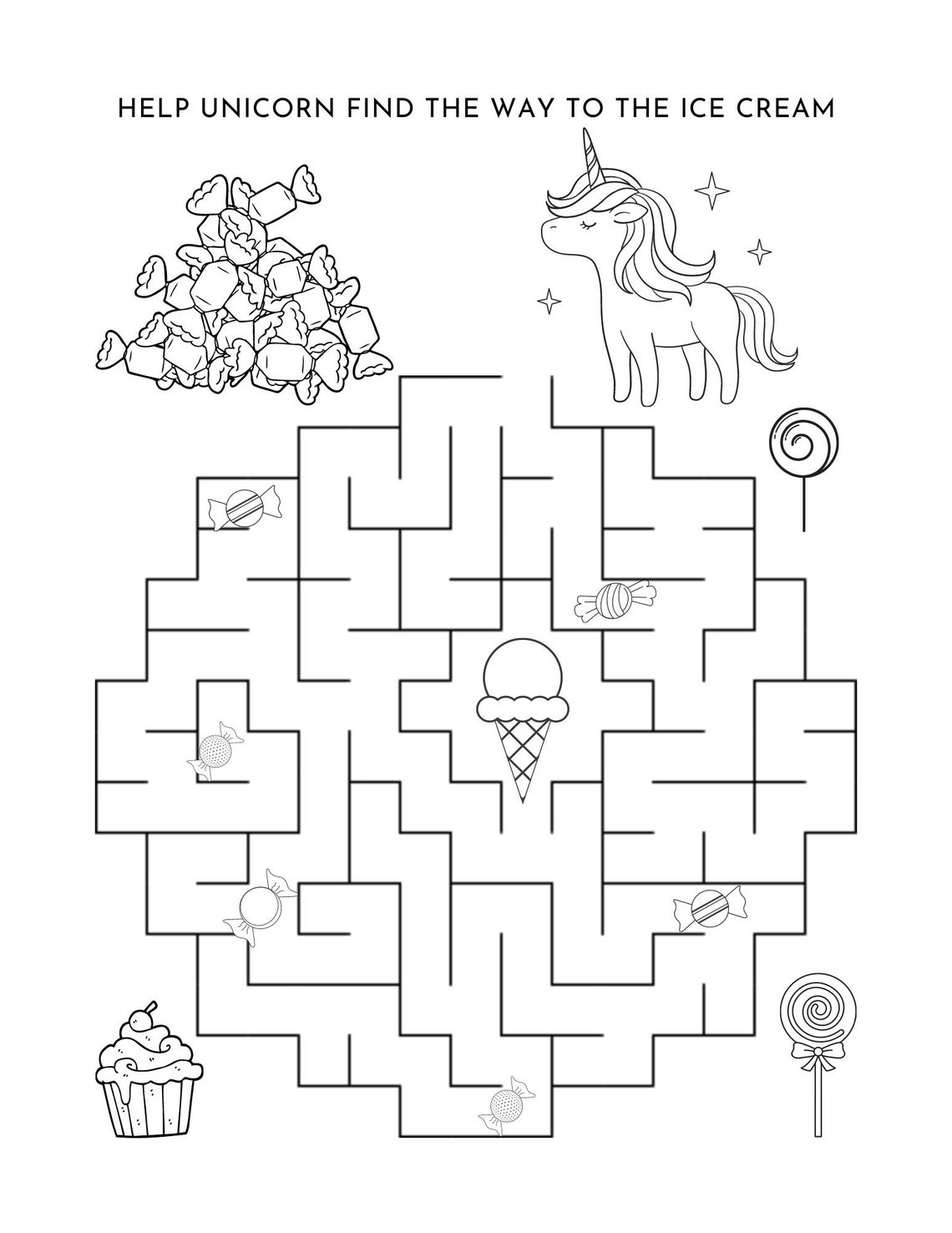 Unicorn Activity Pages, Unicorn Printables, Mazes, Word Searches, Color ...