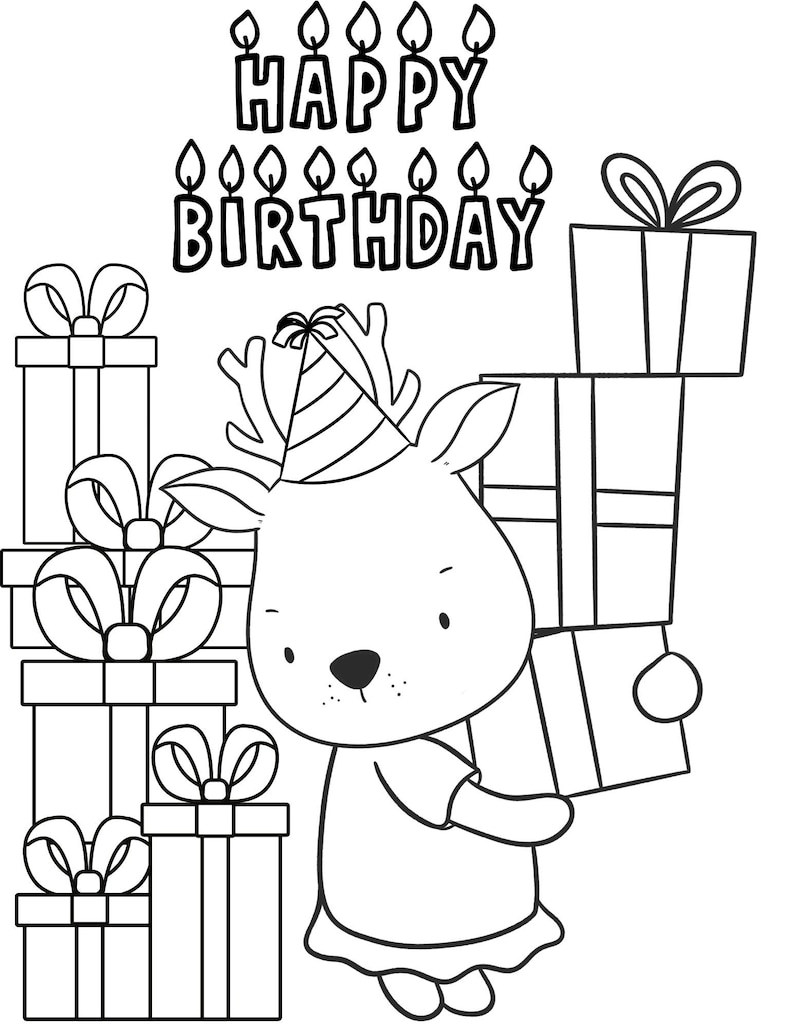 Happy Birthday Coloring Pages, Happy Birthday Printables, Happy ...