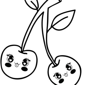 Cute Fruit Coloring Pages, Kawaii Food Printable, Funny Fruits Coloring Page, Funny Food Coloring Page, Cute Food Coloring, Kawaii Fruit image 6