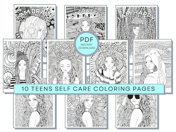 Teens Self Care Coloring Pages, Teens Inspirational Quotes Coloring, Adults Self Care Coloring Pages, Teens Affirmation Coloring Pages